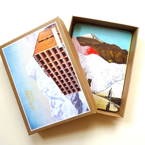 postkarten set, grußkarten, collagen, illustrationen, architektur, landschaft, natur, kraftpapierbox "LONESOME  PLACES" 11 Karten-Box
