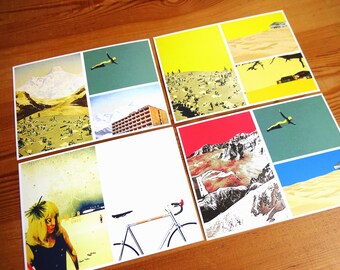 postkarte, grußkarte, set, sommer postkarten, urlaub, maritim, fernweh, 4er postkarten set, "summer"