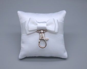 Dog ring bearer pillow with clasp, white satin dog ring holder, dog ring pillow, ring bearer satin pillow, wedding ring pillow, ring cushion