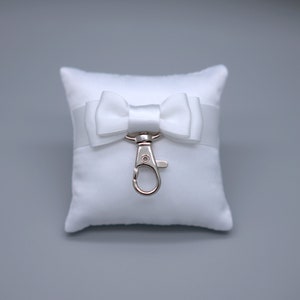 Dog ring bearer pillow with clasp, white satin dog ring holder, dog ring pillow, ring bearer satin pillow, wedding ring pillow, ring cushion