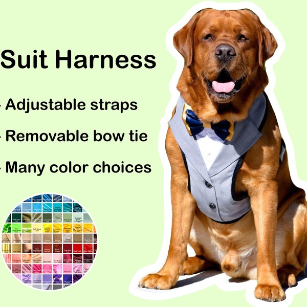 Tuxedo Dog Harness, Dog Wedding Suit Harness, Wedding Dog Harness, Dog Ring Bearer Harness, Dog Wedding Attire, Adjustable Harness For Pets