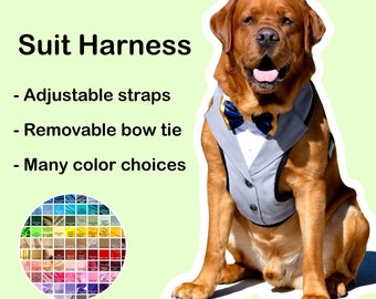 Tuxedo Dog Harness, Dog Wedding Suit Harness, Wedding Dog Harness, Dog Ring Bearer Harness, Dog Wedding Attire, Adjustable Harness For Pets