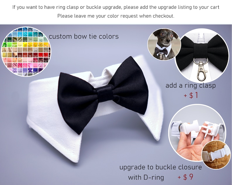 More Colors Available Dog bow tie collar, dog tuxedo collar, dog bowtie, dog formal collar, pet bow tie, pet / dog wedding bow tie image 1