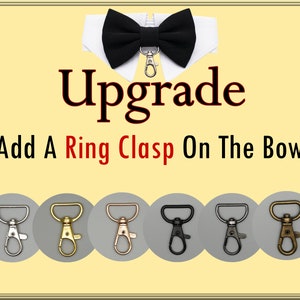 May include: Upgrade option for a bow tie: add a ring clasp.  Choose from silver, gold, bronze, black, or gunmetal.