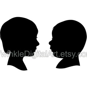 Custom Silhouette Portrait Digital Files Only, Child Portrait, Kids Silhouette, Unique Gift, Printable Image File, jpeg or png image 8