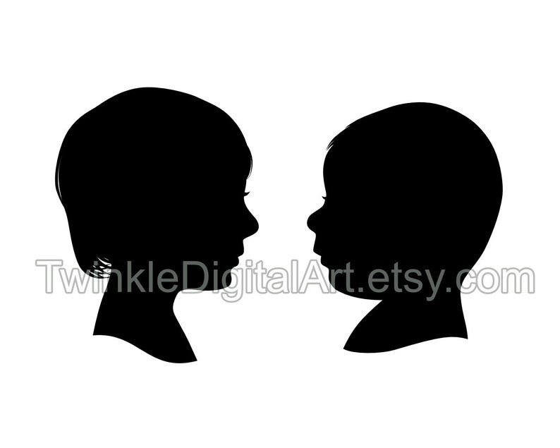 Custom Silhouette Portrait Digital Files Only, Child Portrait, Kids Silhouette, Unique Gift, Printable Image File, jpeg or png image 8