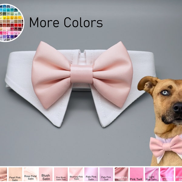 Blush or Pink dog bow tie collar, blush dog tuxedo collar, blush bow tie for dog wedding, blushing pink dog bowtie, pearl pink dog collar