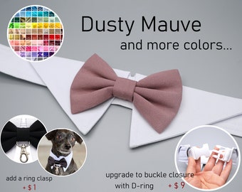 Mauve - Dog bow tie collar, dog tuxedo collar, dog bowtie, dog formal collar, pet bow tie, pet / dog wedding bow tie