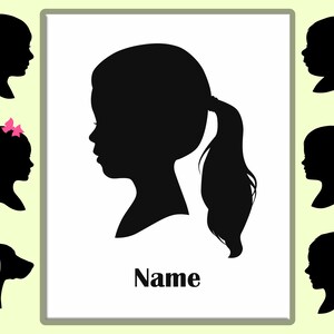 Custom Silhouette Portrait Digital Files Only, Child Portrait, Kids Silhouette, Unique Gift, Printable Image File, jpeg or png image 7