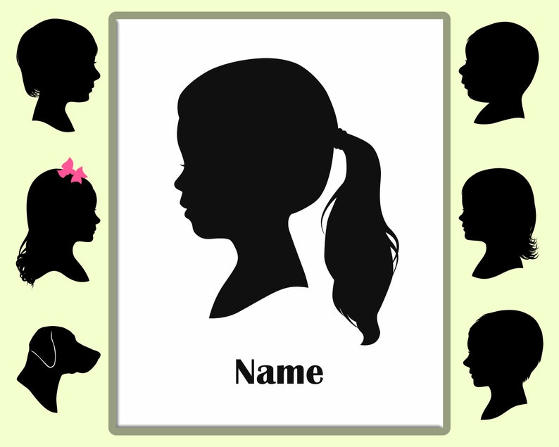 Custom Silhouette Portrait Digital Files Only, Child Portrait, Kids Silhouette, Unique Gift, Printable Image File, jpeg or png image 7