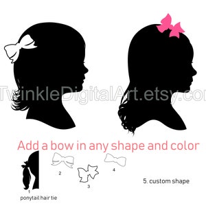 Custom Silhouette Portrait Digital Files Only, Child Portrait, Kids Silhouette, Unique Gift, Printable Image File, jpeg or png image 9