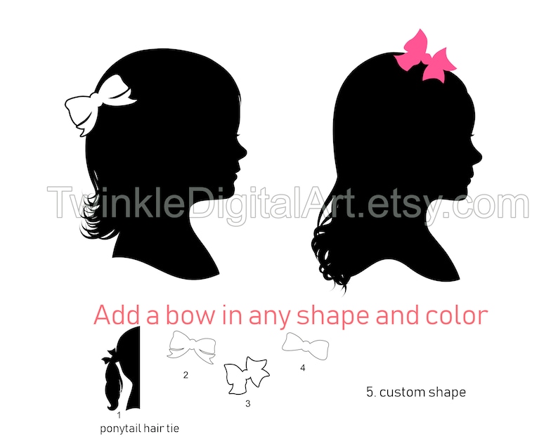 Custom Silhouette Portrait Digital Files Only, Child Portrait, Kids Silhouette, Unique Gift, Printable Image File, jpeg or png image 9