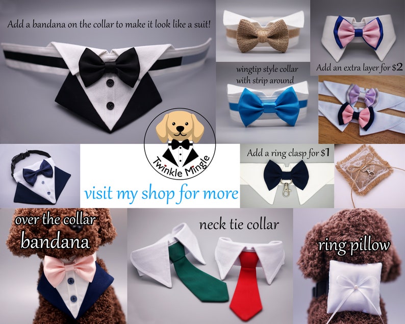 More Colors Available Dog bow tie collar, dog tuxedo collar, dog bowtie, dog formal collar, pet bow tie, pet / dog wedding bow tie image 10
