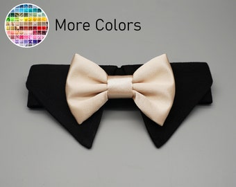 NEW- Black collar, dog bow tie collar, dog tuxedo collar, dog bowtie, dog formal collar, pet bow tie, your choice of bowtie color
