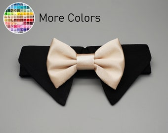 Black collar, dog bow tie collar, dog tuxedo collar, dog bowtie, dog formal collar, pet bow tie, your choice of bowtie color