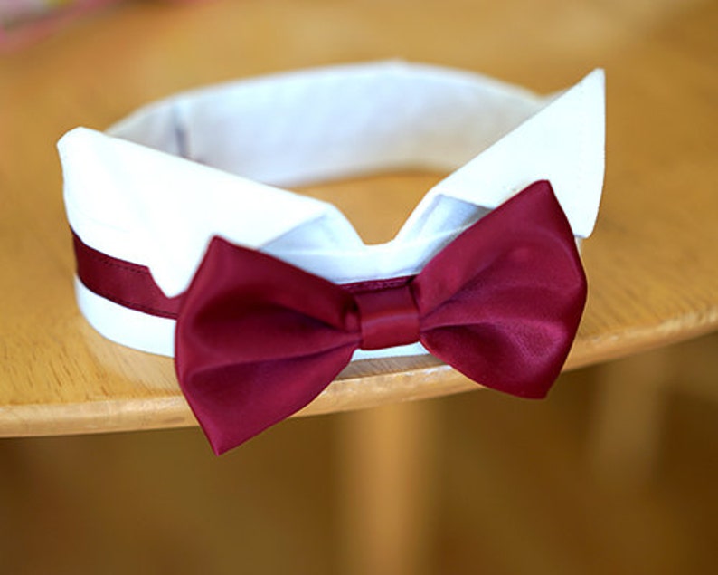 Burgundy Dog Bow Tie Collar Burgundy Wedding Ring Bearer Dog Etsy