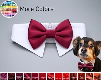 Burgundy dog bow tie collar, dog tuxedo collar, dog bowtie, dark red dog formal collar, pet wedding bow tie, apple red, cabernet, wine color