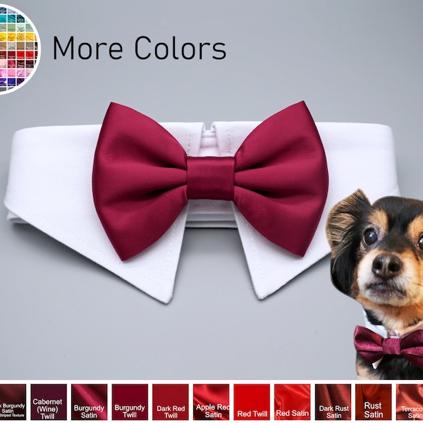 Burgundy dog bow tie collar, dog tuxedo collar, dog bowtie, dark red dog formal collar, pet wedding bow tie, apple red, cabernet, wine color