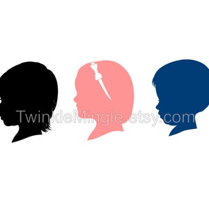 Custom Silhouette Portrait Digital Files Only, Child Portrait, Kids Silhouette, Unique Gift, Printable Image File, jpeg or png image 3