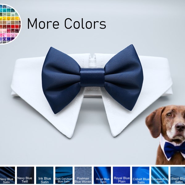 Navy Blue dog bow tie collar, dog tuxedo collar, dog navy bowtie, dark blue dog formal collar, pet bow tie, pet / dog wedding bow tie