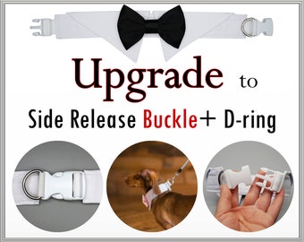 Upgrade Listing- D-ring and Buckle for dog bow tie collar (purchase with the bow tie listing in my shop) ADD-ON feature (Do Not Size Up)