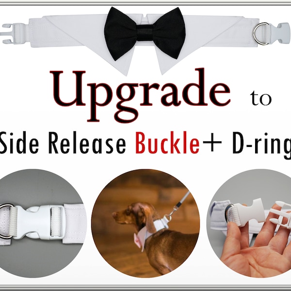 Upgrade Listing- D-ring and Buckle for dog bow tie collar (purchase with the bow tie listing in my shop) ADD-ON feature (Do Not Size Up)