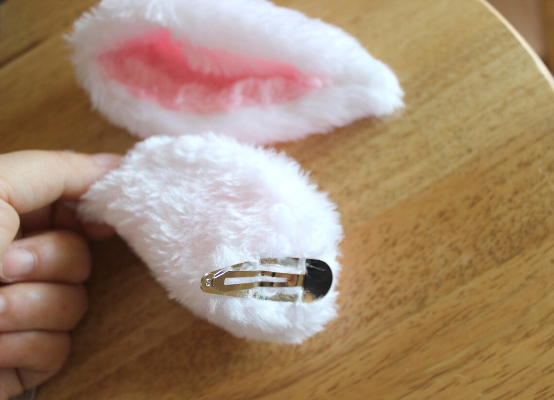 Bunny ears clips bunny costume rabbit ears hair clip fuzzy Etsy