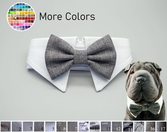 Gray dog bow tie collar, dog tuxedo collar, dog gray bowtie, dark or light gray dog formal collar, pet bow tie, pet / dog wedding bow tie
