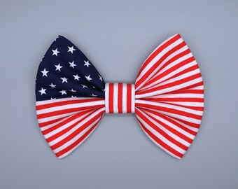 American flag hair bow, 4th of July patriotic hair bow, fourth of July, red blue white , independence day, American flag hairbow