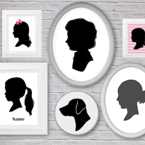 Black and White Custom Silhouette Child Silhouette Portrait