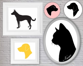 Pets Silhouette From Your Photo, Custom Silhouette Portrait, Dog Portrait, Dog Silhouette, Cats Silhouette, Pets Portrait, Digital Files