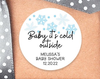 Baby It's Cold Outside Favor Stickers, Baby Shower Sticker Labels, Printed Baby Shower Stickers