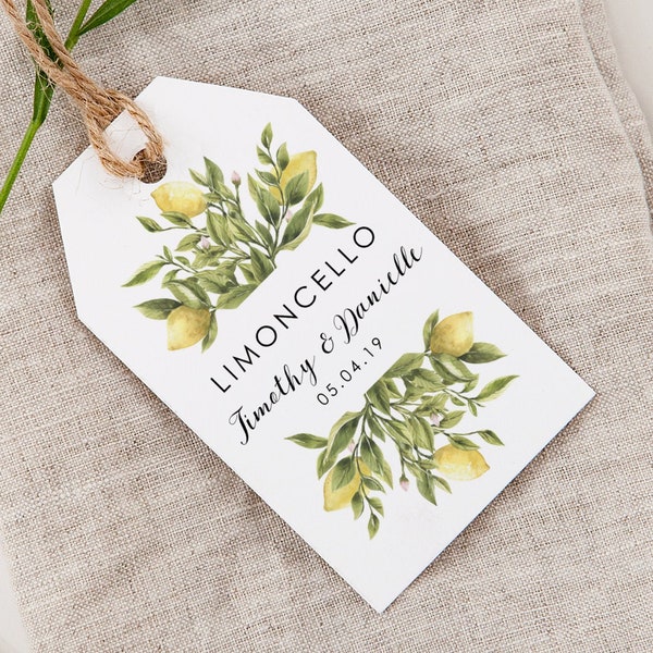 Limoncello Favor Tags, 25, Italienische Hochzeit Tags, Individuell bedruckte Tags