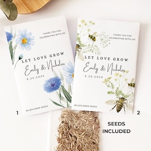 Pacchetti di semi da sposa, buste di semi di fiori selvatici, bomboniere Let Love Grow, pacchetti di semi di nozze