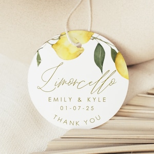 Limoncello Bottle Tags, Limoncello Favor Tags, Wedding Limoncello Tags, Printed Tags