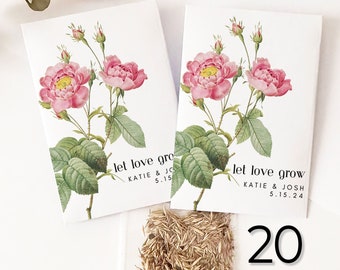 Vintage Shabby Seeds Packets for Wedding Favors, Personalized Seeds Holders with Wildflower Seeds