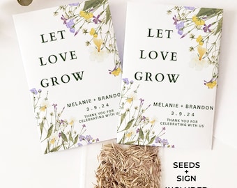 Plantable Wildflower Seeds, Personalized Packets for Wedding Favors, Lilac Floral Seed Envelopes