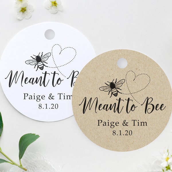 Meant to Bee Tags, Wedding Favor Tags, Meant To Bee printed personalized tags