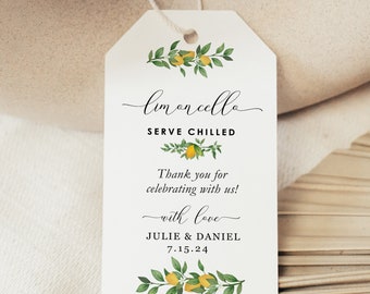 Limoncello Favor Tags, Italian Wedding Tags, Custom Printed Tags