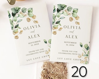 Custom Seed Packet Favors, Greenery Seed Holders with Wildflower Seeds for Weddings or Bridal Shower