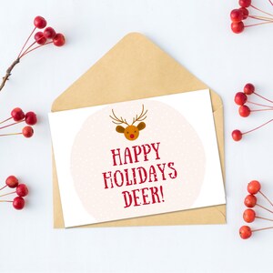 Cartes de renne amusantes, cerfs de joyeuses fêtes, cartes de Noël imprimées, cartes avec enveloppes