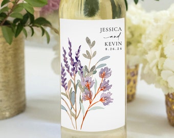 Wedding Wine Bottle Labels, Lavender Sticker Labels, Custom Labels for Wine Bottles