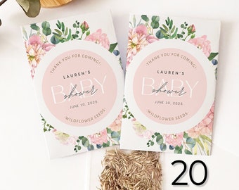 Baby Shower Seed Packets Favors, Personalized Mini Envelopes with Wildflower Seeds