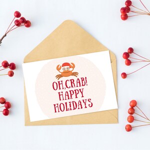 Oh Crab Cartão de Boas Festas, Cartões de Natal Divertidos, Cartões de Natal Impressos com Envelopes