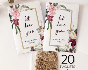 Personalized Seeds Packets for Wedding, Bridal Shower Favors, Wildflower Seeds Envelopes