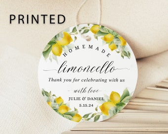 2 Inch Round Printed Lemon Favor Tags, Wedding Thank You Tags, Limoncello Gift Tags