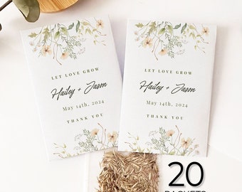 Personalized Seed Packets for Favors, Floral Seed Holders with Wildflower Seeds