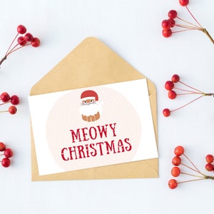 Miauw kerstkaart, fun cat cards, gedrukte kerstkaarten, kaarten met enveloppen