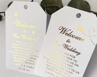 Wedding Welcome Bag Tags for Destination Wedding, Gold foil Thank you For Tags