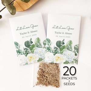 Cadeaux pour paquets de graines de mariage, enveloppes d'eucalyptus avec graines de fleurs sauvages pour les mariages ou la douche nuptiale